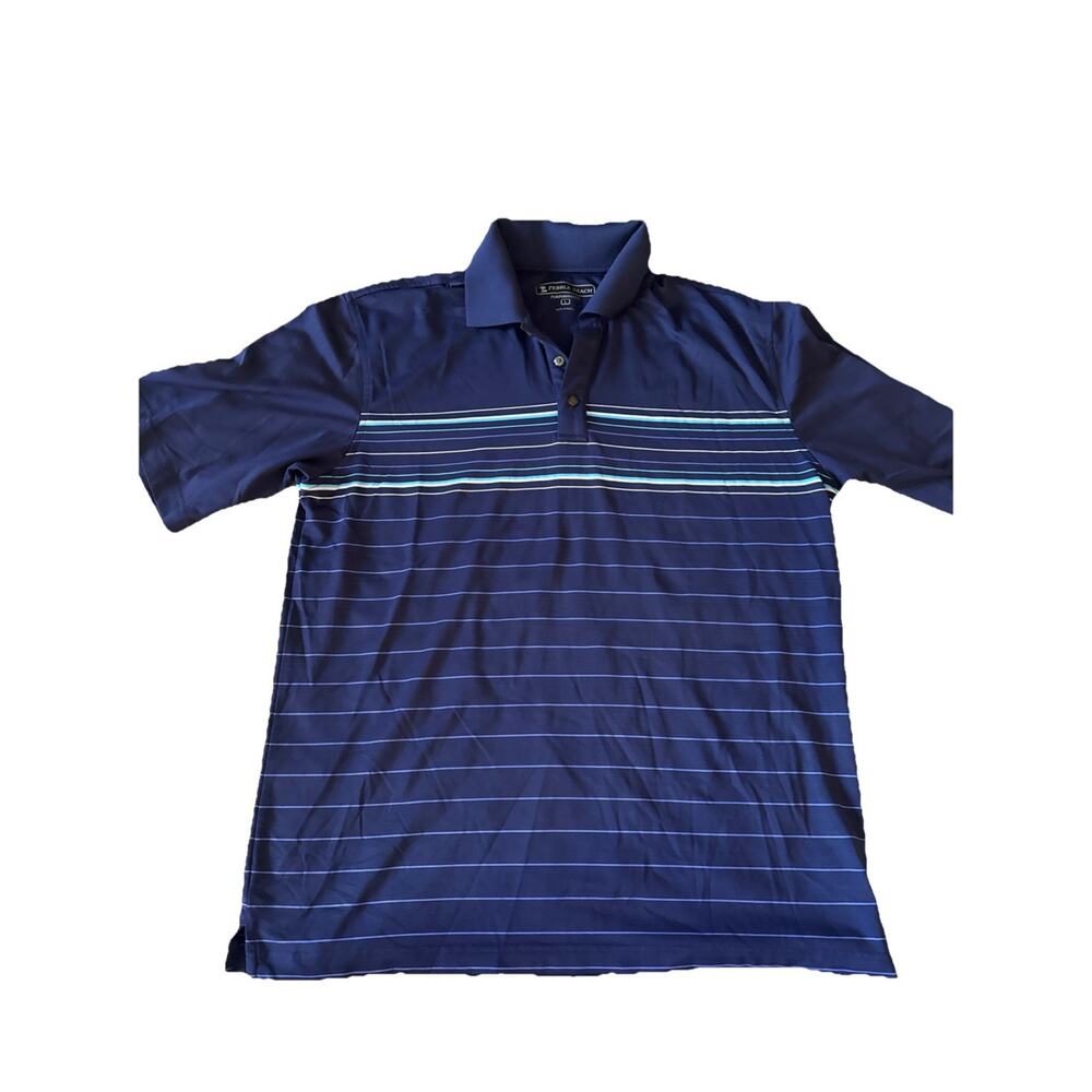 Pebble Beach Golf Performance Polo Size Large Navy Striped